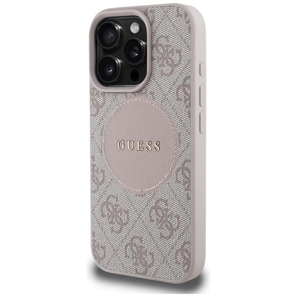 Guess 4G Circle Classic Logo MagSafe-etui til iPhone 16 Pro, lyserød