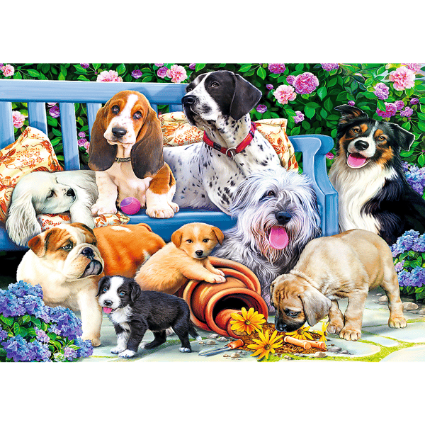 1000 hunde i haven puslespil