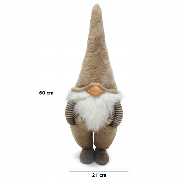 Boho Julelprechaun 60 cm med Beige Hat Gnome Dværg Julekugle