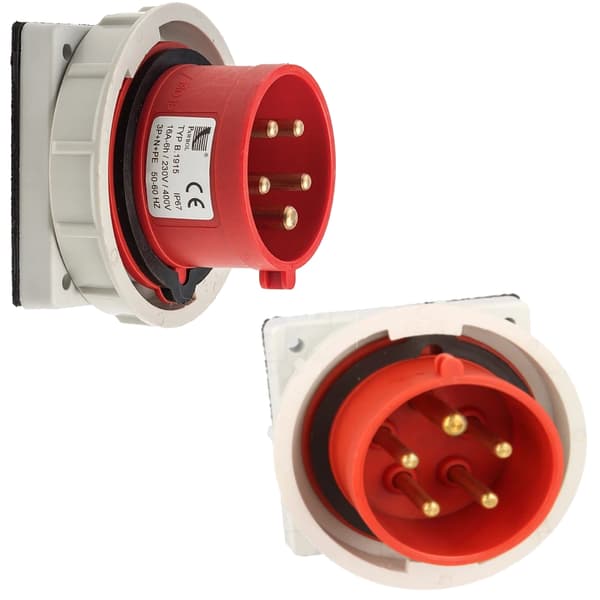 Strømstik, panelmontering, lige stik, 400V, 32A, 5P, IP67, 1 stk. PAWBOL