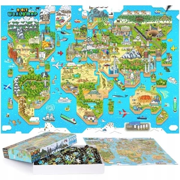BOPSTER 1000 bitars pussel med 8 bitar - Världskarta