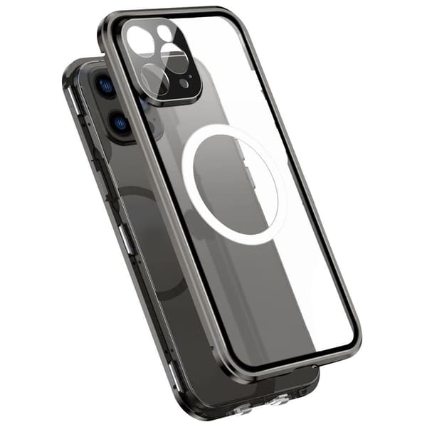 Magnetisk dobbeltglas MagSafe-cover til iPhone 14 Pro Max, sort