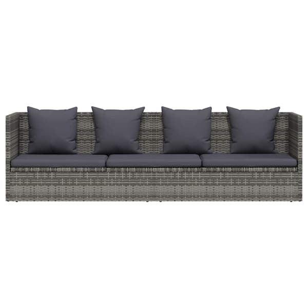 vidaXL Puutarhatuoli harmaa 200 x 60 cm PE-rottinki