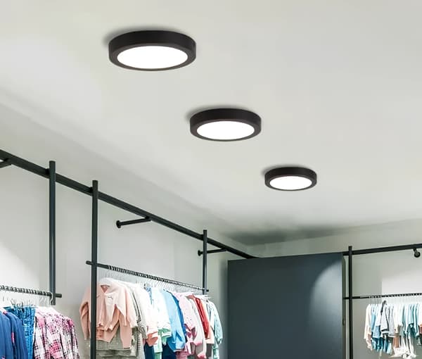 Rund LED-loftlampe til overflademontering 6W 12cm 4000K neutral sort
