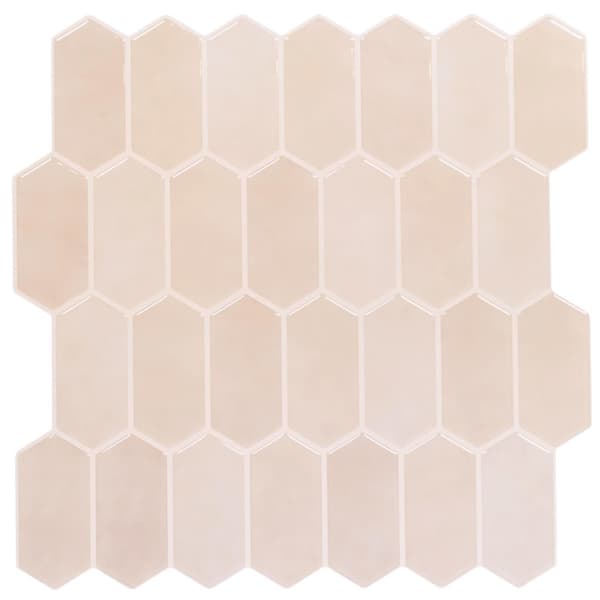 Sæt med 4 selvklæbende fliser, sekskantet beige