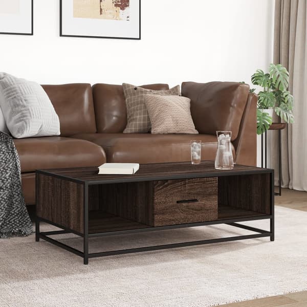 vidaXL sofabord brunt egetræ 100x57x35 cm