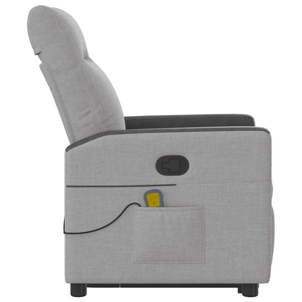 vidaXL Lyftbar massagefåtölj, grå, tyg