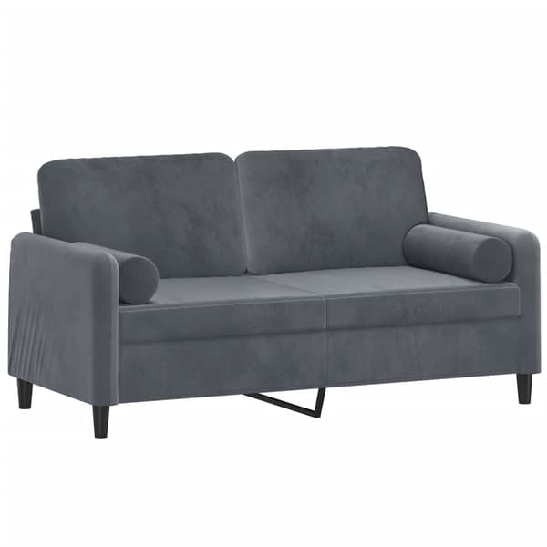vidaXL 2-sitssoffa med kuddar, mörkgrå, 140 cm, sammet
