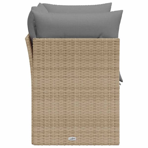 vidaXL Trädgårdssoffa med kuddar, 2-sits, beige, polyrotting