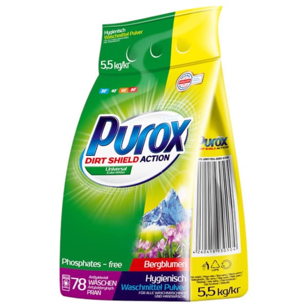Purox universal vaskepulver 5,5 kg pose Clovin