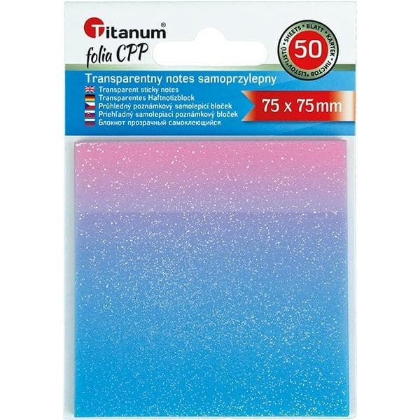 Selvklæbende transparent notesblok 75x75mm 50K