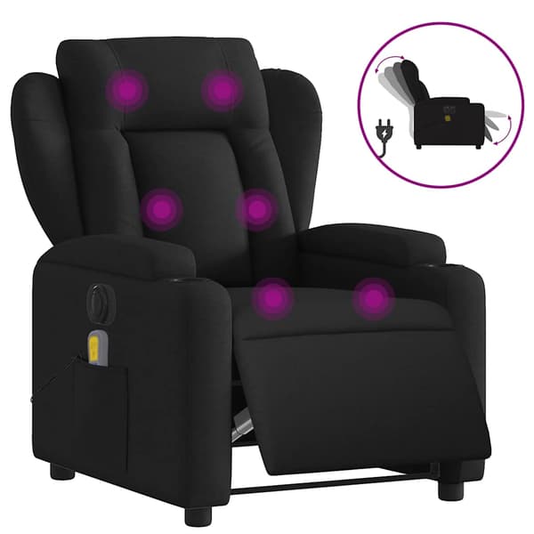 vidaXL elektrisk massagestol med lænefunktion sort stof