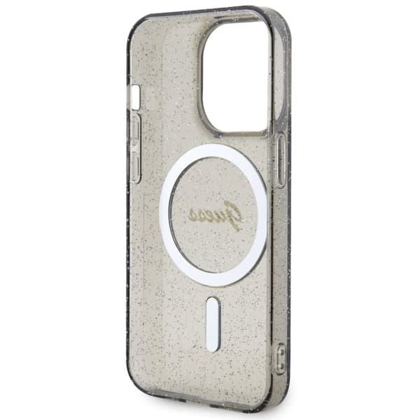 Guess Glitter Gold MagSafe-etui til iPhone 14 Pro Max, sort