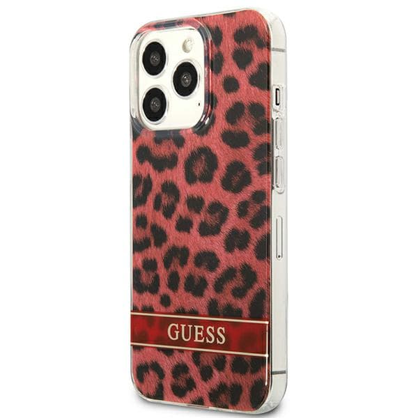 Guess Leopard-cover til iPhone 13 Pro / 13, rød