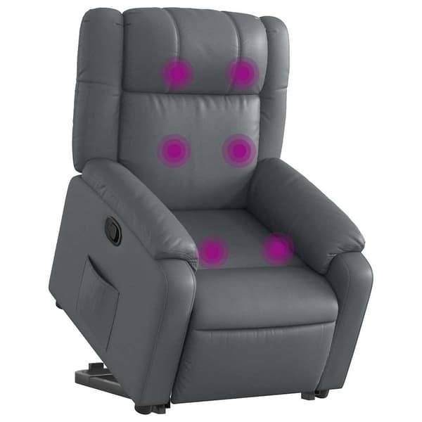 vidaXL Lyftbar massagefåtölj, grå, konstläder