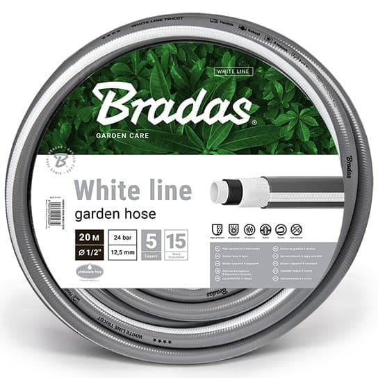 Trädgårdsslang med vit linje 1/2"-20m