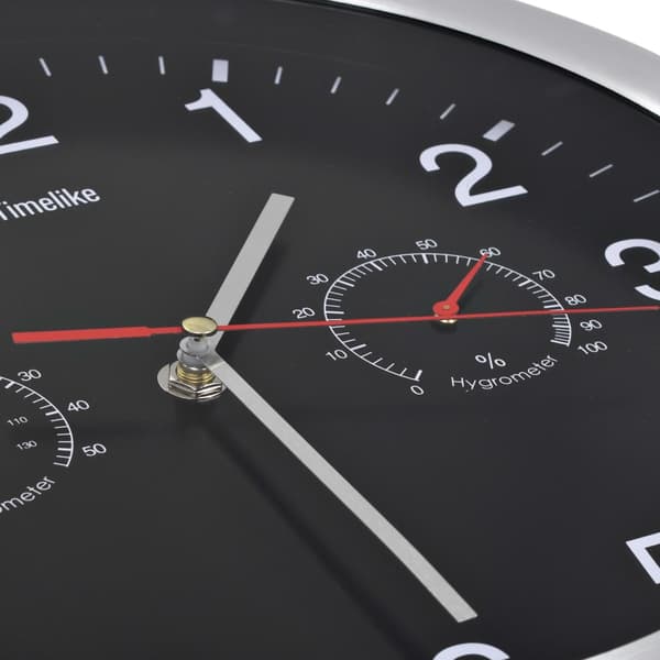 vidaXL vægur med hygrometer og termometer, 30 cm, sort