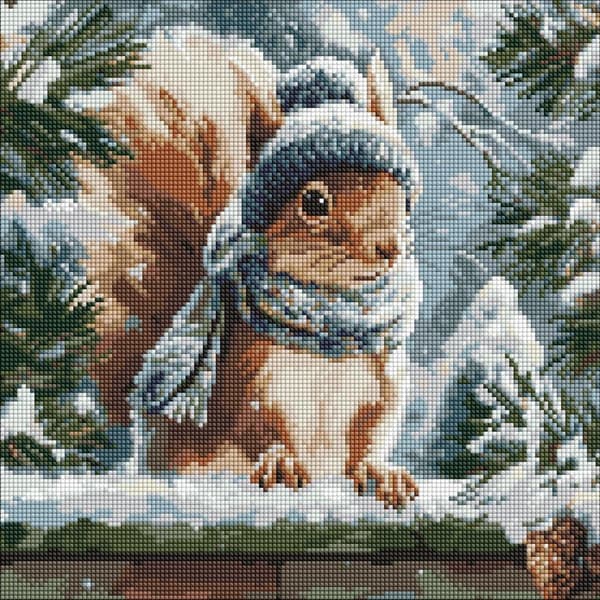 Timanttimosaiikki - Talviorava 40x40cm