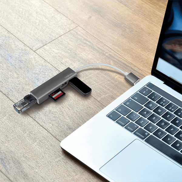 LogiLink USB 3.0 Hub: 3 porte, MicroSD/SD-kortlæser, hurtig overførsel