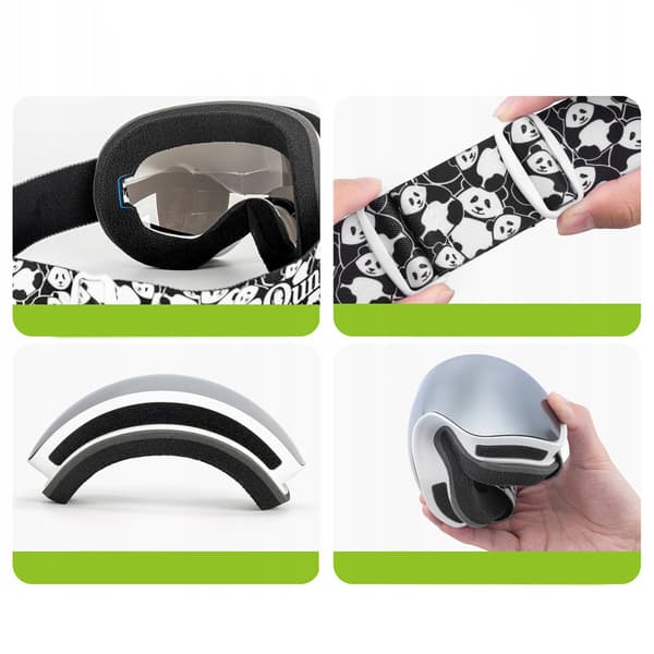 Panda UV400 Børne Skibriller - Sort og Hvid
