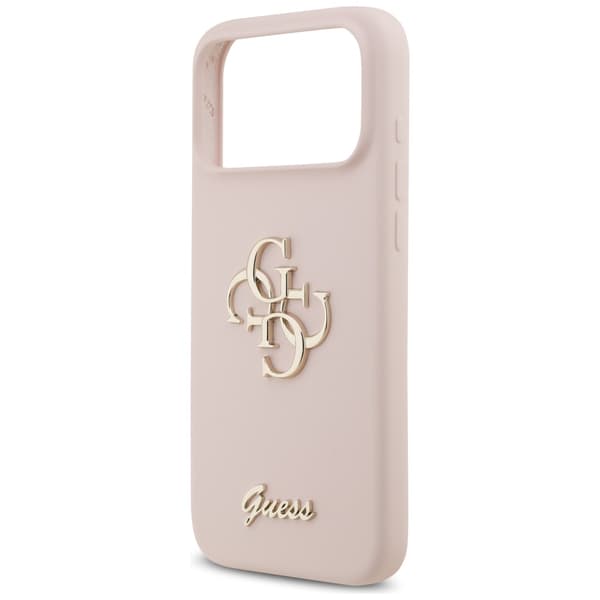 Guess Silikone Stort 4G Script Etui til iPhone 17 Pro Max Lyserød