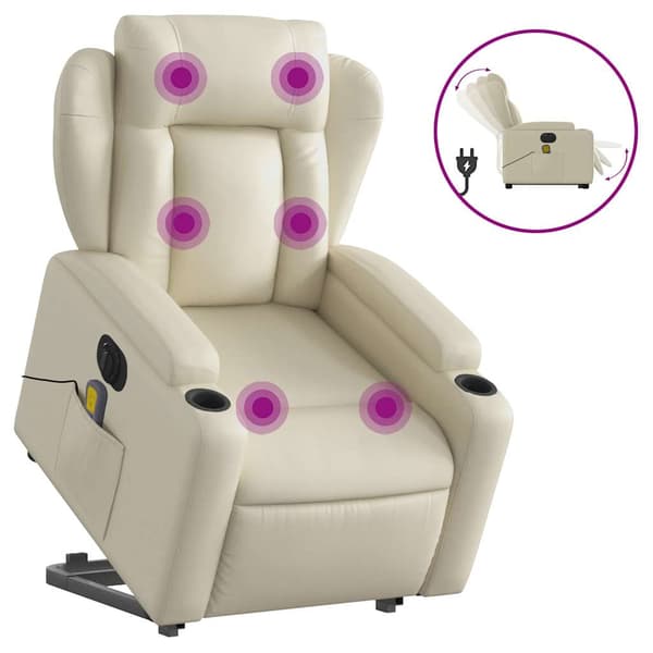 vidaXL elektrisk lænestol med massage, creme