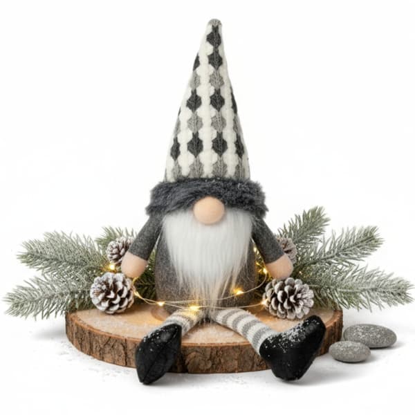 Jule Dværg Gnome Julekugle Gave 23 cm GRÅ