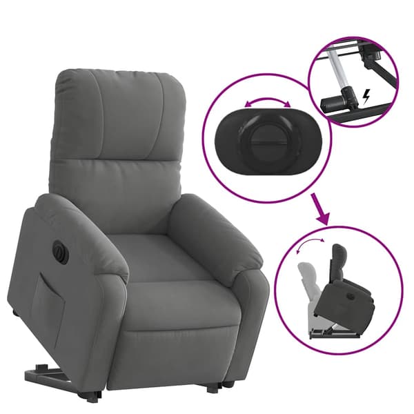 vidaXL Lyft- och fällfåtölj, mörkgrå, mikrofiber