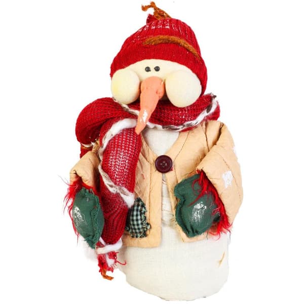 Snögubbe av naturmaterial röd 43 cm