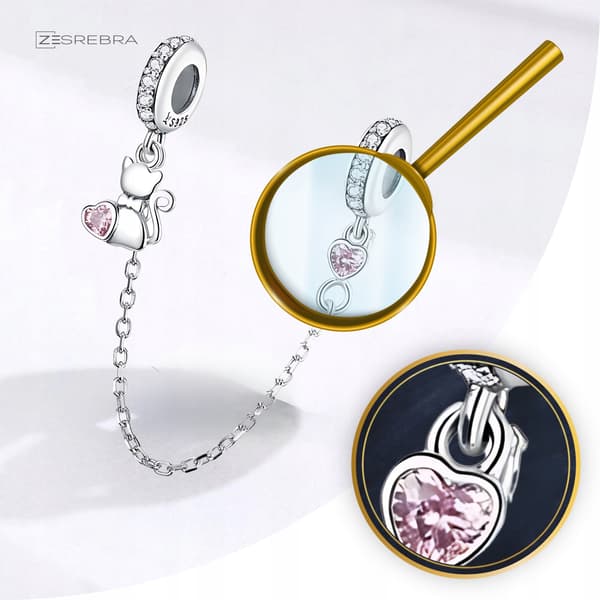 Charms Chain Safety S925 perle 925 sølv killinghjerte