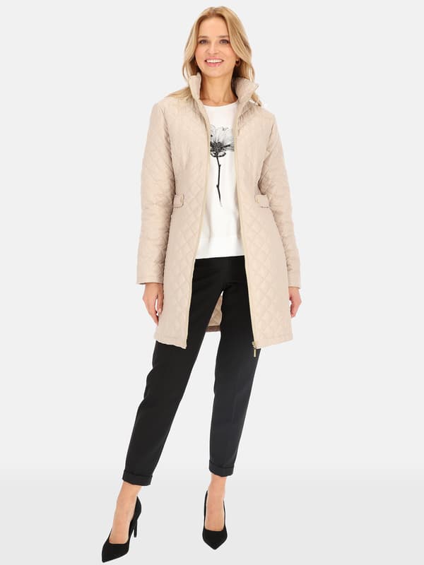 ELEGANT QUILTET DAME-OVERGANGSFRAKKE
