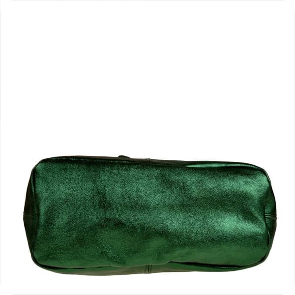 Läderväska, grön metallic