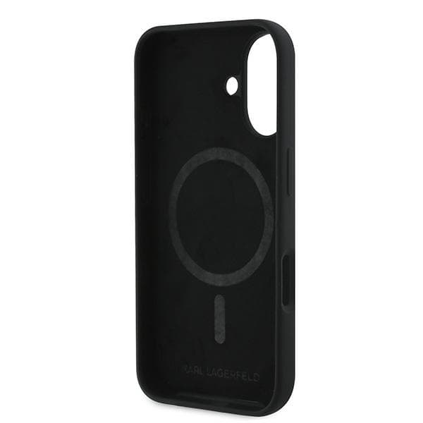 Karl Lagerfeld Silikone Dobbelthoved Print MagSafe-etui til iPhone 16 Plus, Sort
