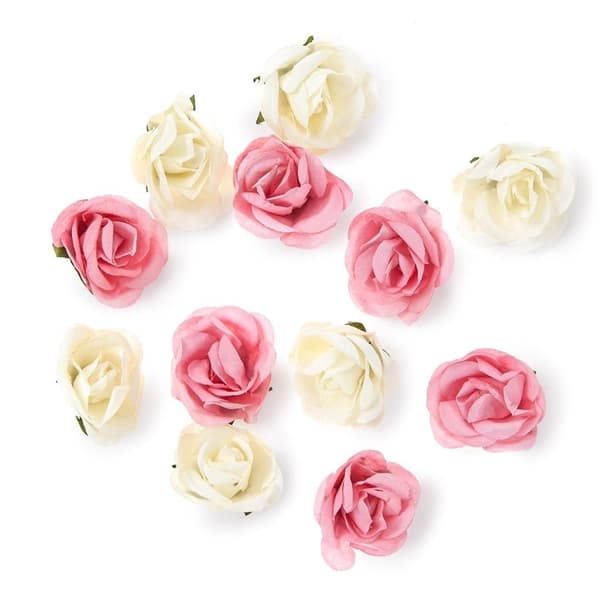 Krämfärgade pappersrosor 12 st