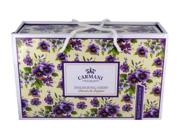 Sæt med 2 kopper og underkopper - Stedmoderblomster (CARMANI)
