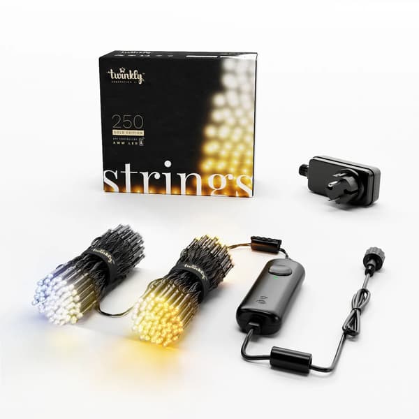 Twinkly Strings 250 LED AWW sort kabelkontakt F (EU-type) 20 m