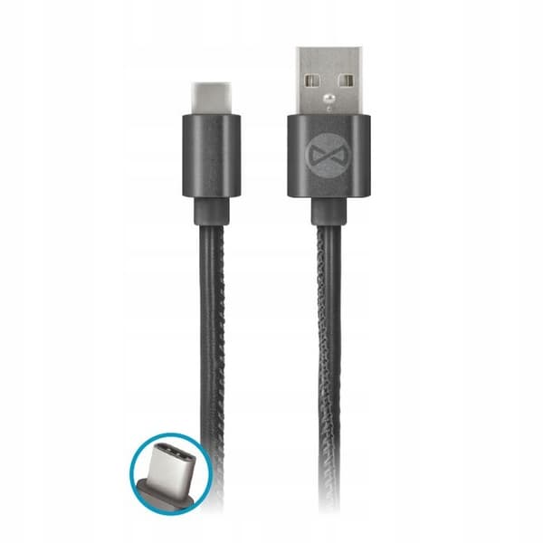 Forever LEATHER USB-kabel - USB 3.1 typ C 1 m svart