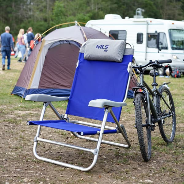 2-i-1 foldbar campingstol NC3502 blågrå NILS CAMP