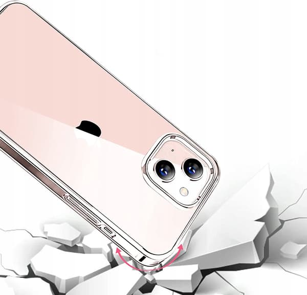 iPhone 13 Mini KLART ETUI MED GUMMIBAGSIDEN + GLASBESKYTTELSE