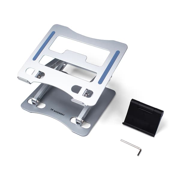 SET: Laptopställ i aluminium + smartphoneställ - silver