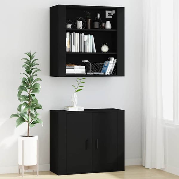 vidaXL vægskab sort 80x33x80 cm træbaseret materiale