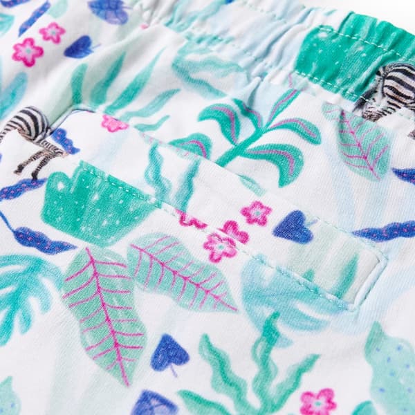 Børneshorts med snøre, ecru og mørk mint, 128