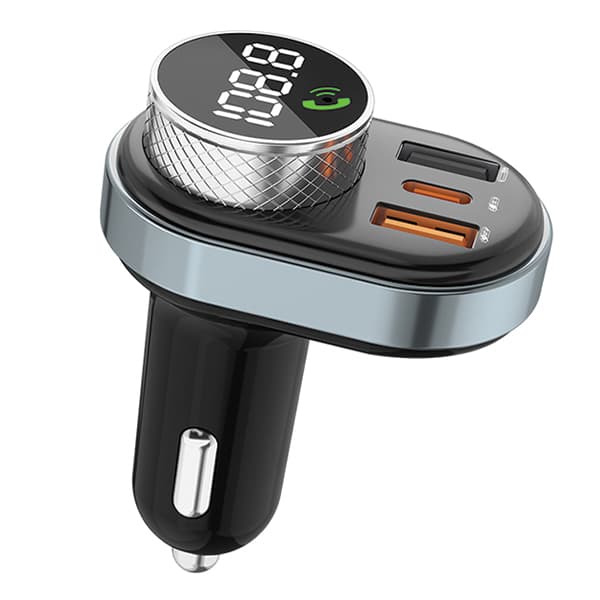 AWEI C-843 håndfrit sæt med FM-sender, Bluetooth 5.0, MP3, 1xUSB+1xUSB-C sort