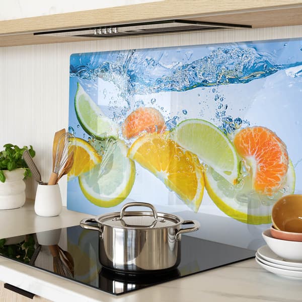 Dekorativ glasplade til servering af snacks med citrusvand 80x52 cm
