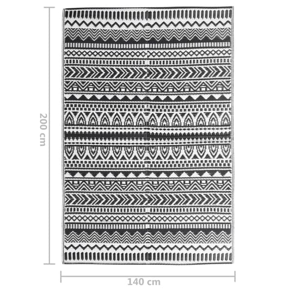 vidaXL udendørstæppe, sort, 140 x 200 cm, PP