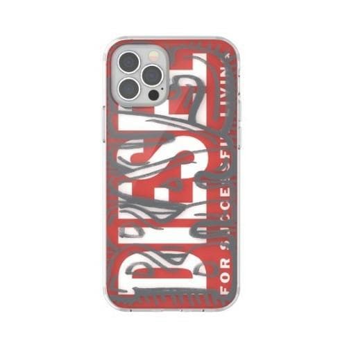 Diesel Snap Case Clear AOP iPhone 12 Pro Max -suojakuori, punainen/harmaa