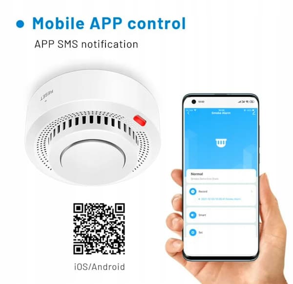 SORT Tuya Smart Trådløs Wi-Fi Røgdetektor Sensor
