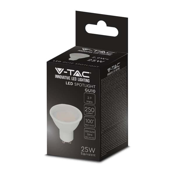 V-TAC LED-pære 2,9W GU10 VT-2333 3000K 250lm