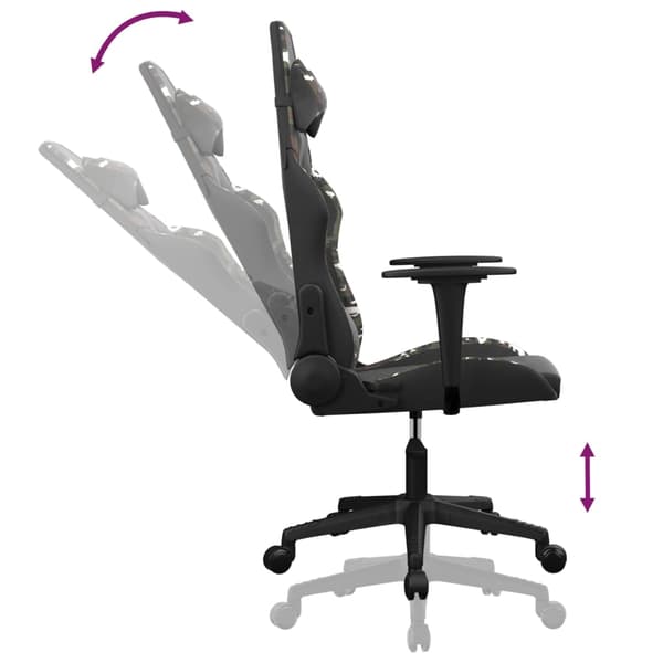 vidaXL gamingstol, sort og camouflage, kunstlæder