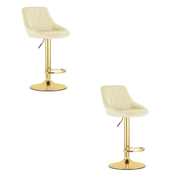 KAST pall - beige sammet / guldfärgad bas x 2